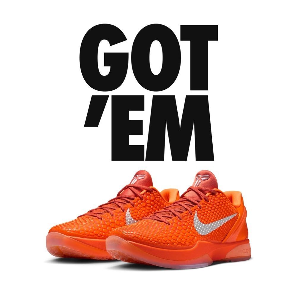 Authentic New in Box Kobe VI Protro Orange Basketball Shoes Size M-8.5 /Women-10